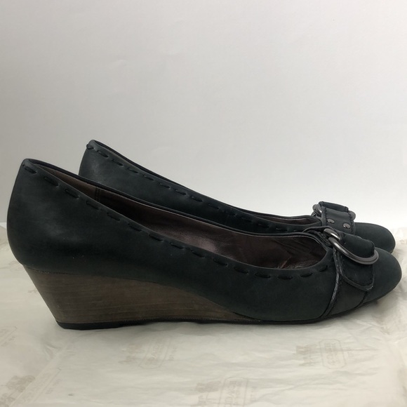 Coach Millie vintage wax black leather wedge heel - Picture 5 of 6